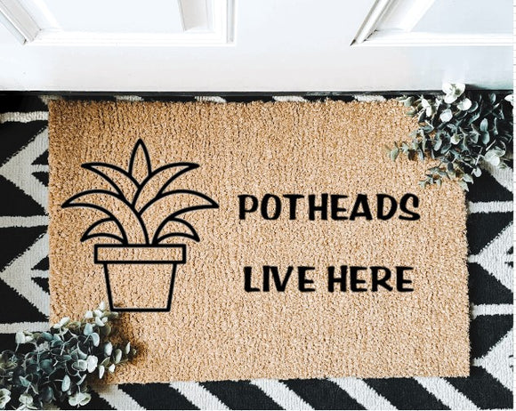 Potheads Live Here Outdoor Mat