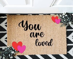 You are loved outdoor mat