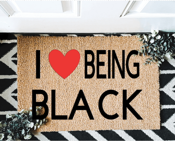I Love Being Black Outdoor Mat – Mocha's Creative Corner