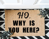 Ho, Why is you here? Outdoor Mat